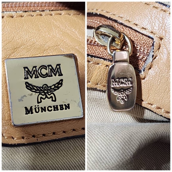 Authentic MCM Visetos Essential Drawstring Bucket Bag Cognac - Picture 13 of 16